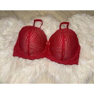 Adored by Adore Me 40053 Tessa Contour Underwire Bra Caged Lined Lace 38DD Red